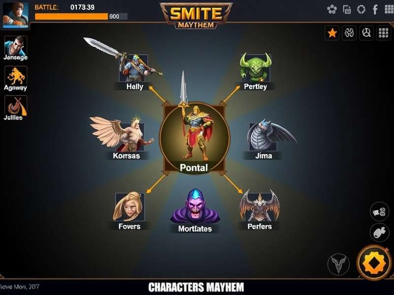 Smite Mythological Mayhem gameplay screenshot showing character selection