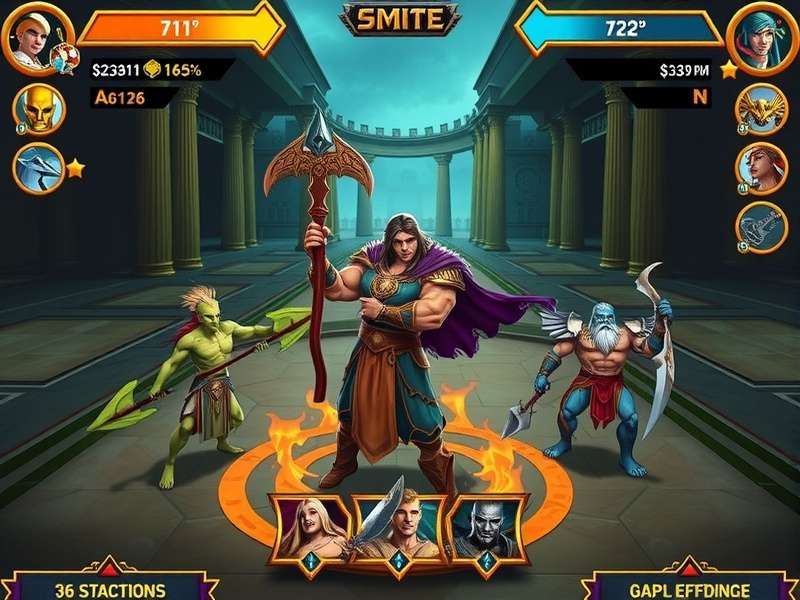 Smite Mythological Mayhem character roster showing diverse mythological figures